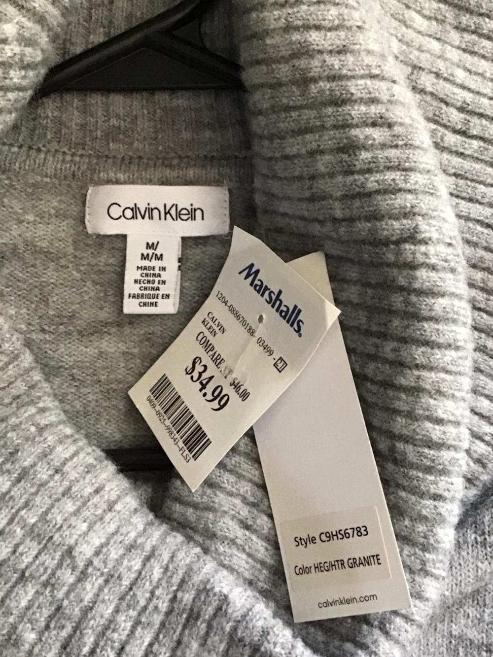 Calvin Klein Light Gray Long Sleeve Turtleneck Sweater - Picture 3 of 6